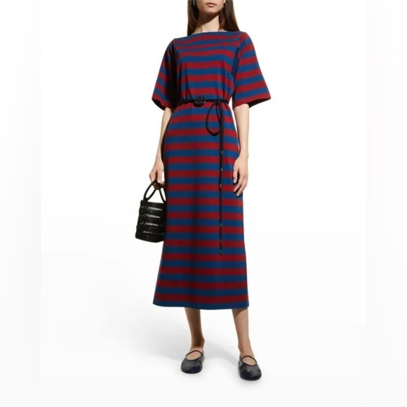 Tory Burch Rugby Short Sleeve Striped Cotton Maxi Dress Size XXS - Picture 1 of 15